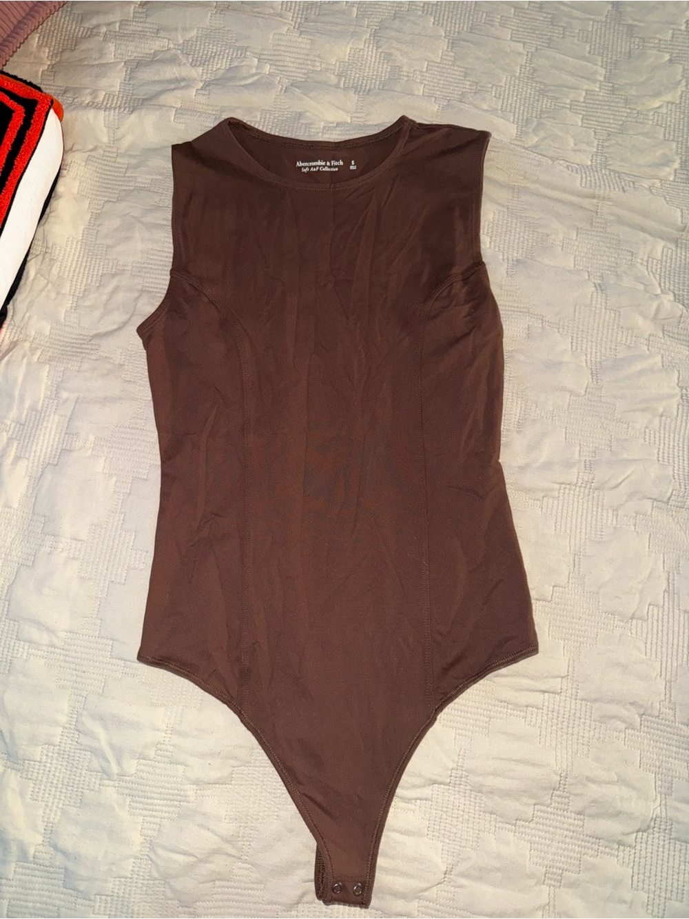 NWOT Abercrombie and Fitch Seamless Fabric Crew Tank Bodysuit Size Small Brown - Picture 5 of 7
